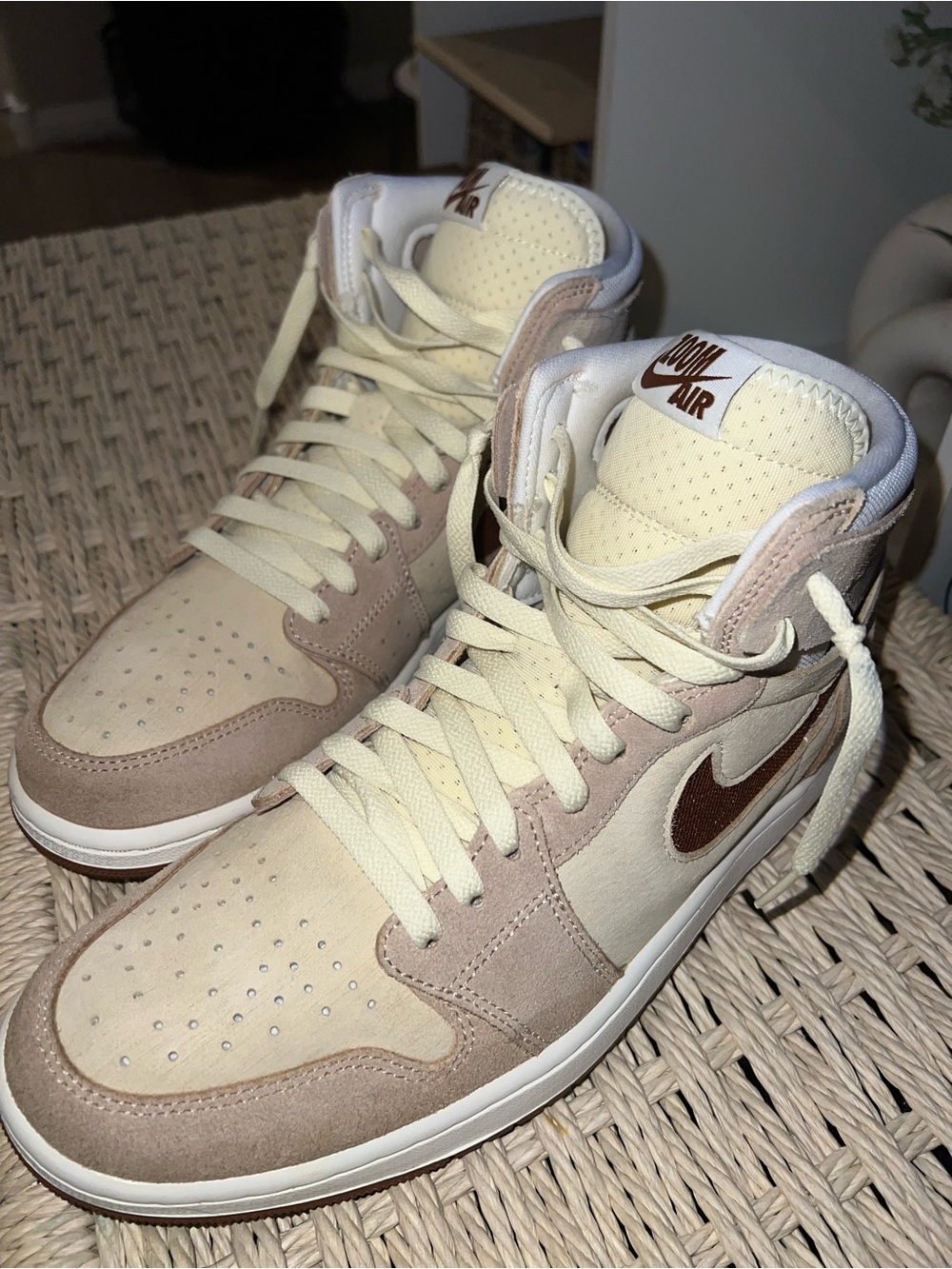 Nike Jordan High-Top Sneakers in Cream & Brown